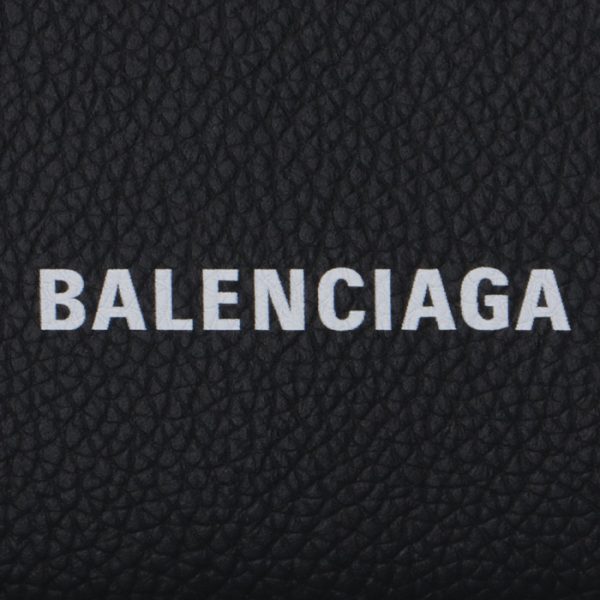 5938131iz4m1090 3 Balenciaga Logo Trifold Mini Wallet Black