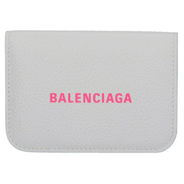 5938131izf39066 1 Balenciaga Logo Trifold Mini Wallet White