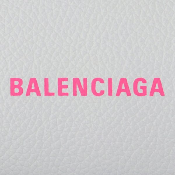 5938131izf39066 3 Balenciaga Logo Trifold Mini Wallet White