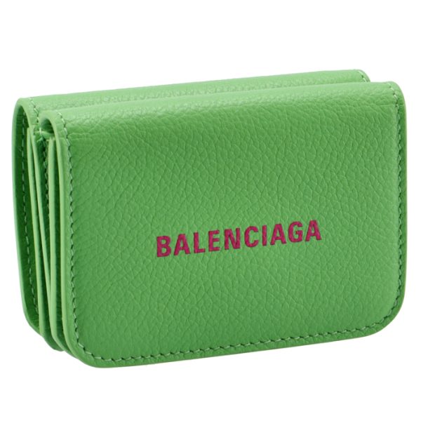 5938131izi33865 Balenciaga Logo Trifold Mini Wallet Green