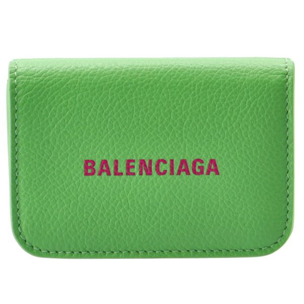 5938131izi33865 1 Balenciaga Logo Trifold Mini Wallet Green