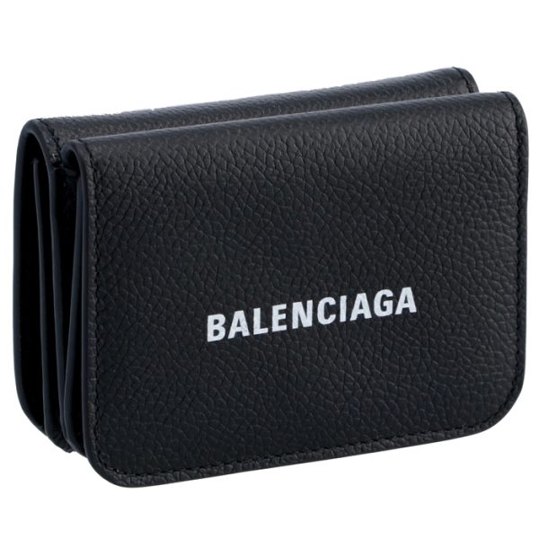 5938131izim1090 Balenciaga Logo Trifold Mini Wallet Black