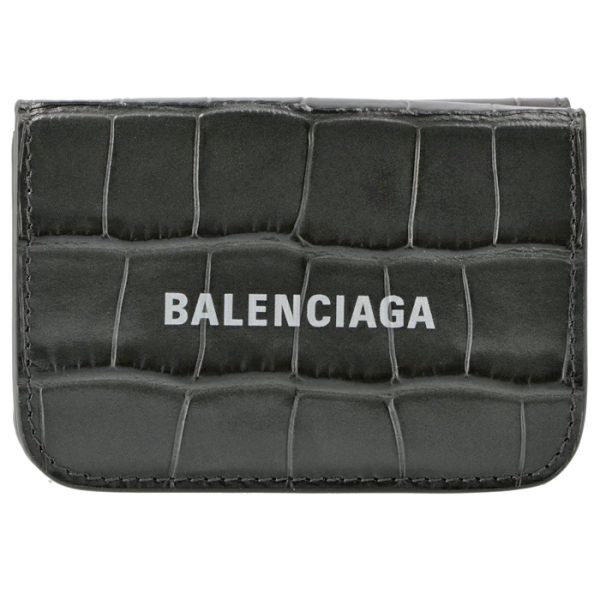 5938131lrr31390 1 Balenciaga Croco Trifold Mini Wallet Dark Gray