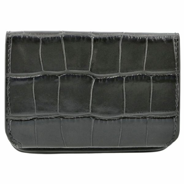 5938131lrr31390 2 Balenciaga Croco Trifold Mini Wallet Dark Gray