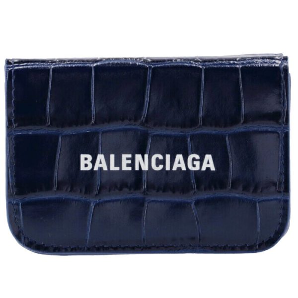 5938131lrr34690 1 Balenciaga Croco Trifold Mini Wallet Navy