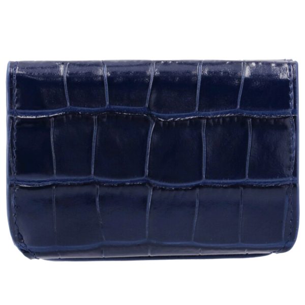 5938131lrr34690 2 Balenciaga Croco Trifold Mini Wallet Navy