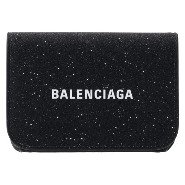 5938132102o1000 1 Balenciaga Glitter Trifold Mini Wallet Black