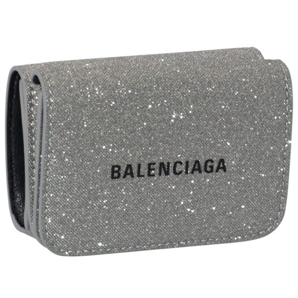 5938132102o1501 Balenciaga Glitter Trifold Mini Wallet Gray