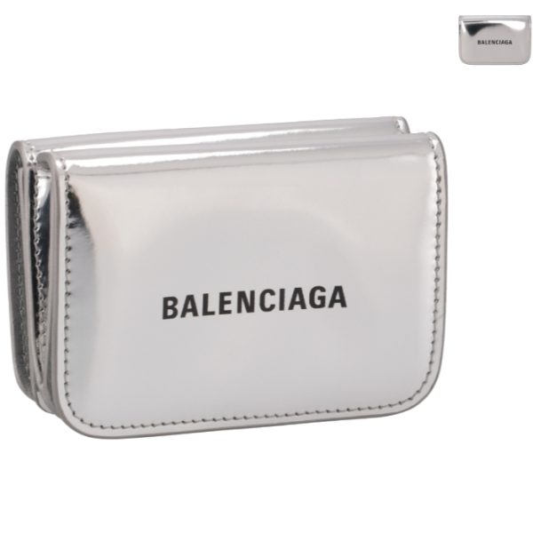 5938132aamo Balenciaga Logo Trifold Wallet Grey