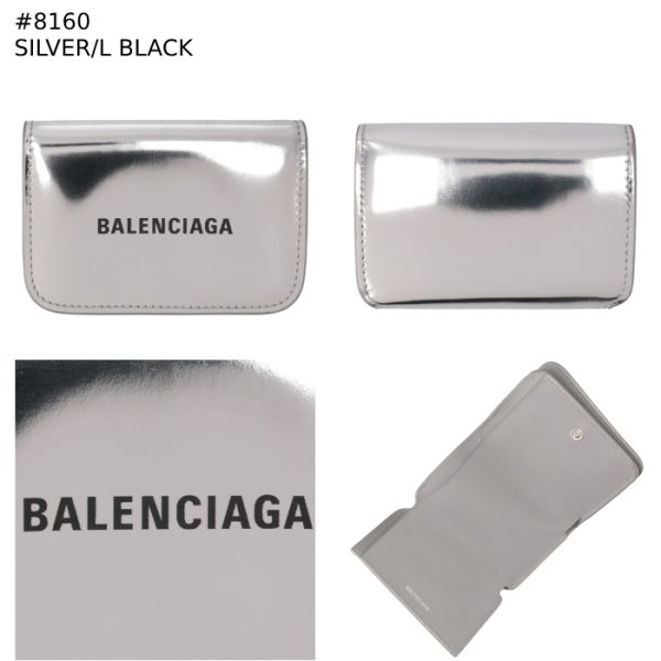 5938132aamo 7 Balenciaga Logo Trifold Wallet Grey