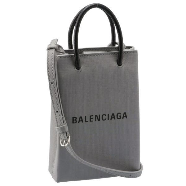 5938260ai2n1160 Balenciaga Shopping Phone Holder Bag Crossbody Gray