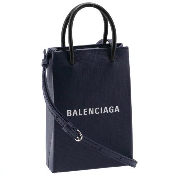 5938260ai2n4611 Balenciaga Shopping Phone Holder Bag Crossbody Navy