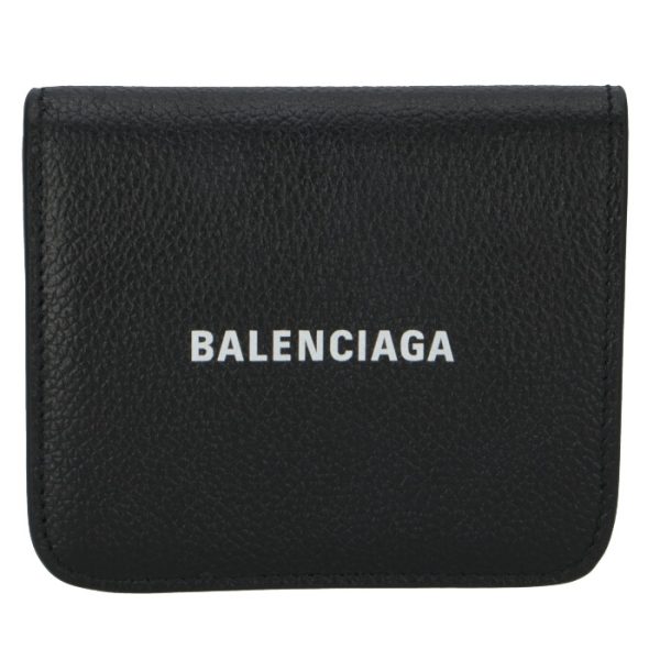 5942161iz4m1090 1 Balenciaga Logo Bifold Wallet Black