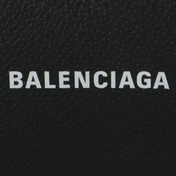 5942161iz4m1090 3 Balenciaga Logo Bifold Wallet Black