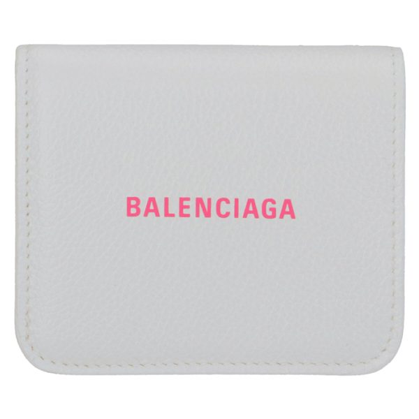 5942161izf39066 1 Balenciaga Logo Bifold Mini Wallet White