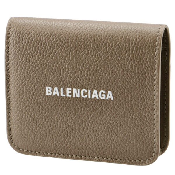 5942161izi31290 Balenciaga Logo Bifold Mini Wallet Beige Brown