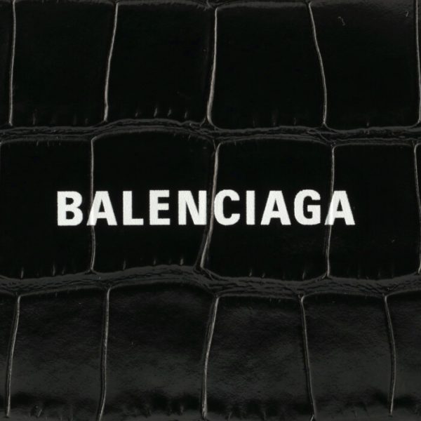 5942161lrr31090 3 Balenciaga Croco Bifold Mini Wallet Black