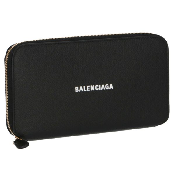 5942901iz4m1090 Balenciaga Round Zip Long Wallet Black