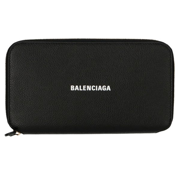 5942901iz4m1090 1 Balenciaga Round Zip Long Wallet Black