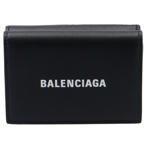 5943121i3531090 1 Balenciaga Logo Trifold Mini Wallet Black