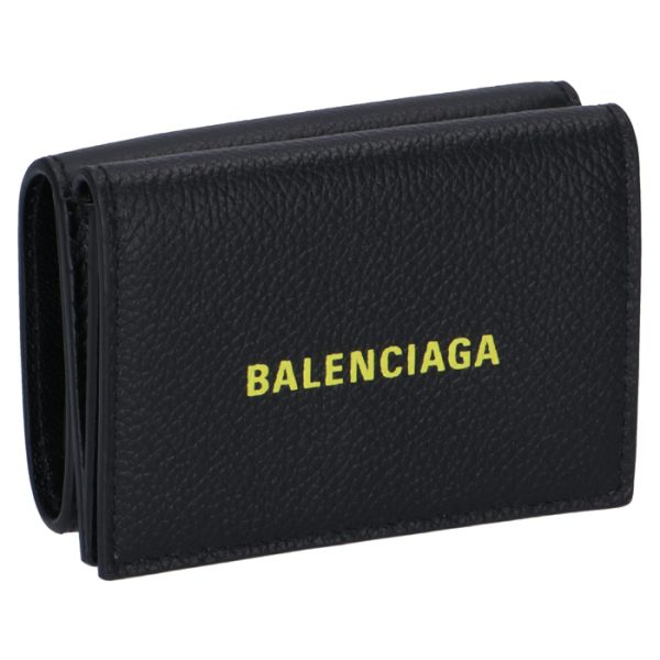 5943121izf31072 Balenciaga Logo Trifold Mini Wallet Black