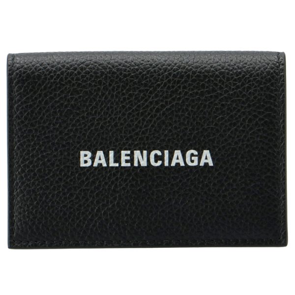 5943121izi31090 1 Balenciaga Logo Cash Trifold Mini Wallet Black