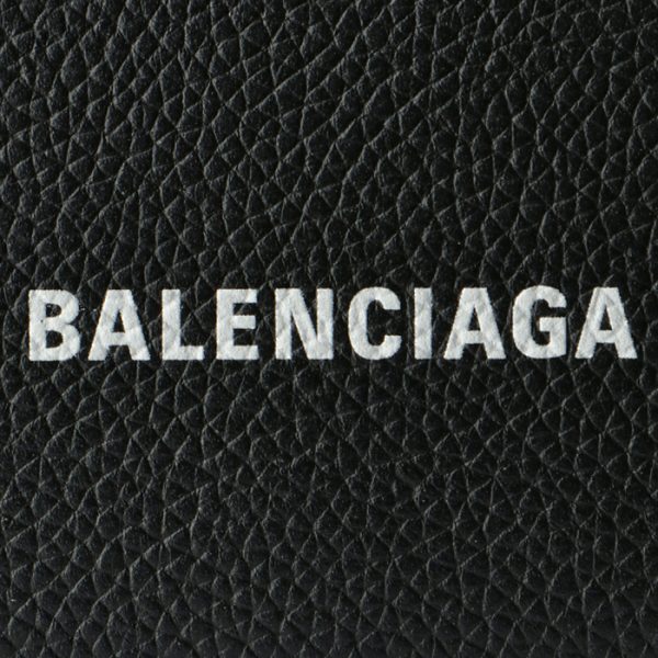 5943121izi31090 3 Balenciaga Logo Cash Trifold Mini Wallet Black