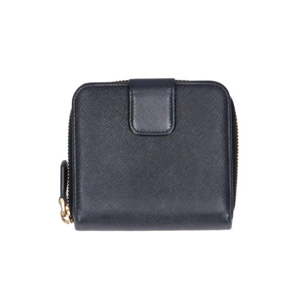 59691 2 Prada Saffiano Compact Zip Wallet Bag Black