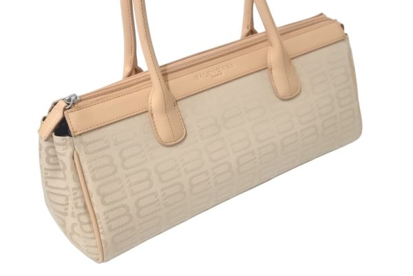 59873 d4 Balenciaga BB Pattern Tote Bag Canvas Leather Beige