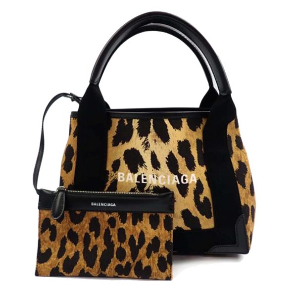 59875 1 Balenciaga Navy Cabas S Leopard Bag Black