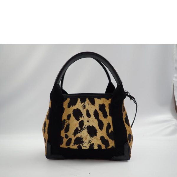 59875 2 Balenciaga Navy Cabas S Leopard Bag Black