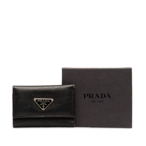 5aw55fm7j1tzxhaf 12 Prada Saffiano Key Case 6 Rows Black Leather