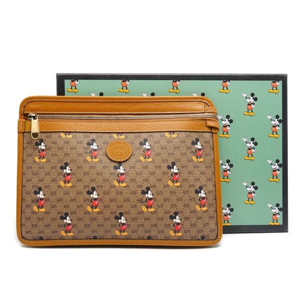 5h0391 1 Gucci Disney Collaboration Mickey Mouse Clutch Brown