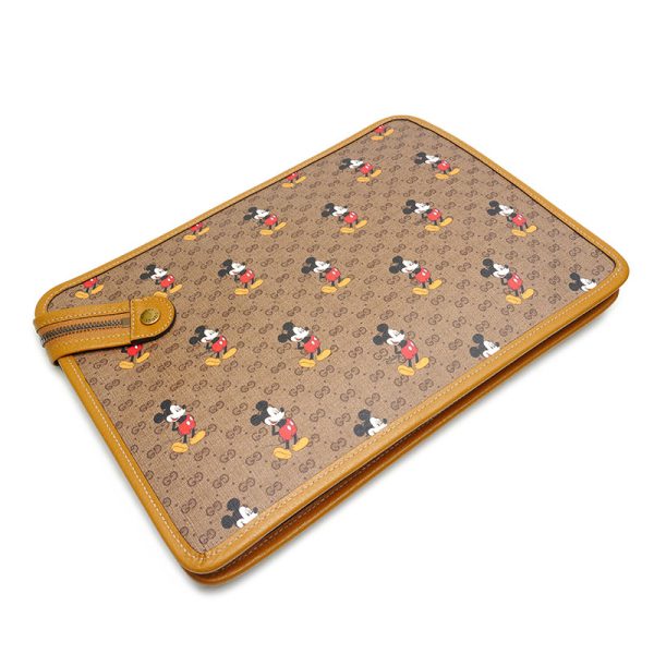 5h0391 2 Gucci Disney Collaboration Mickey Mouse Clutch Brown