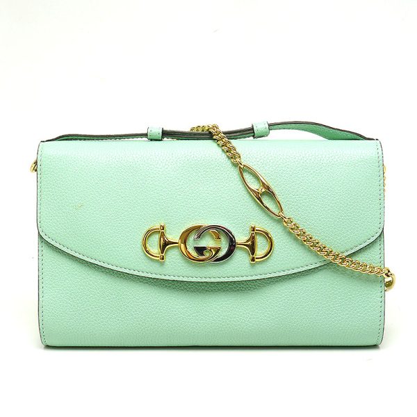 5h0983 1 GUCCI Zumi 572375 Chain Shoulder Bag Green