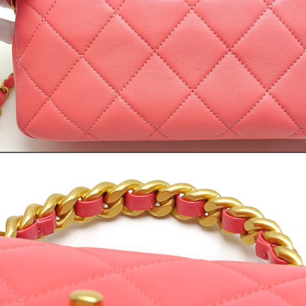 5h1056 6 CHANEL top handle bag Matelasse 2WAY chain shoulder pink x gold hardware