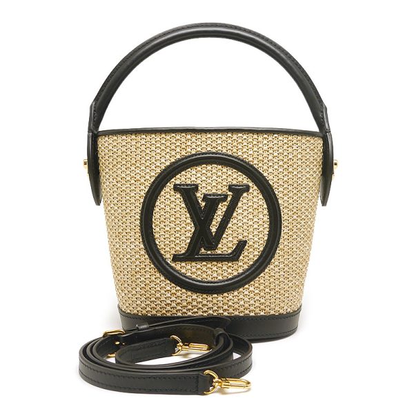 5h1254 1 Louis Vuitton LV Petit Baguette Raffia Noir 2WAY Handbag