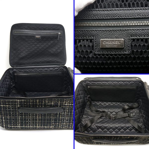 5h1422 10 CHANEL carry bag tweed black carry bag suitcase travel