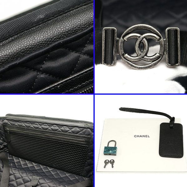 5h1422 9 CHANEL carry bag tweed black carry bag suitcase travel