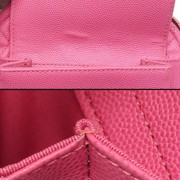 5h1887 8 CHANEL Mini Matelasse Chain Shoulder Bag Caviar Skin Coco Mark Pink