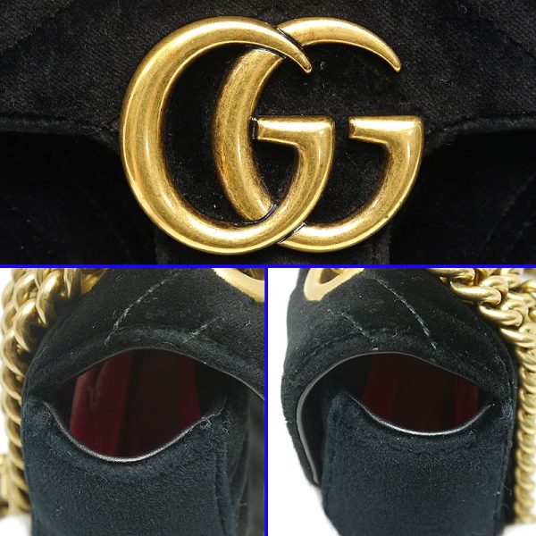 5h1946 5 GUCCI GG Marmont Chain Shoulder Bag Velor Black