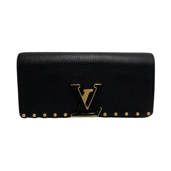 5kmb828 1 1 Louis Vuitton Portefeuille Capucines Leather Long Wallet Black