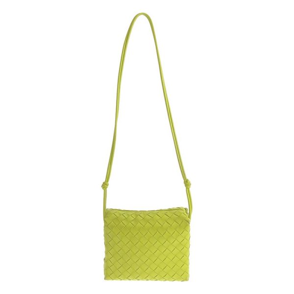 5m69s6e4m6ww 1 Bottega Veneta Loop Intrecciato Crossbody Bag Lime Green