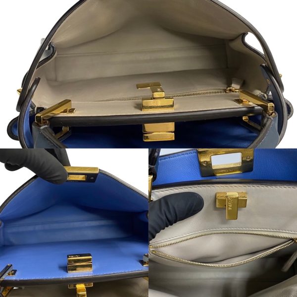 5sbk a2700077 10 Fendi Peekaboo Leather 2way Handbag Blue