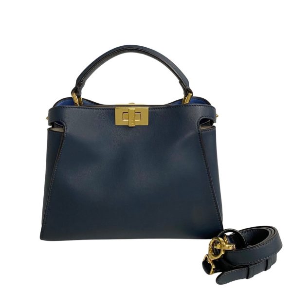 5sbk a2700077 4 Fendi Peekaboo Leather 2way Handbag Blue