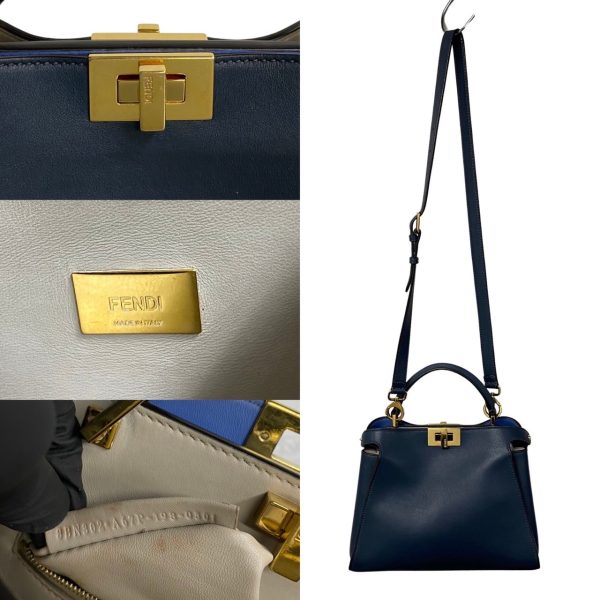 5sbk a2700077 5 Fendi Peekaboo Leather 2way Handbag Blue