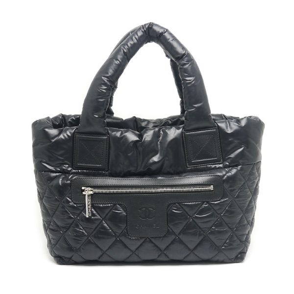 5sh0111 1 CHANEL Coco Cocoon PM A48610 Nylon black quilted tote bag