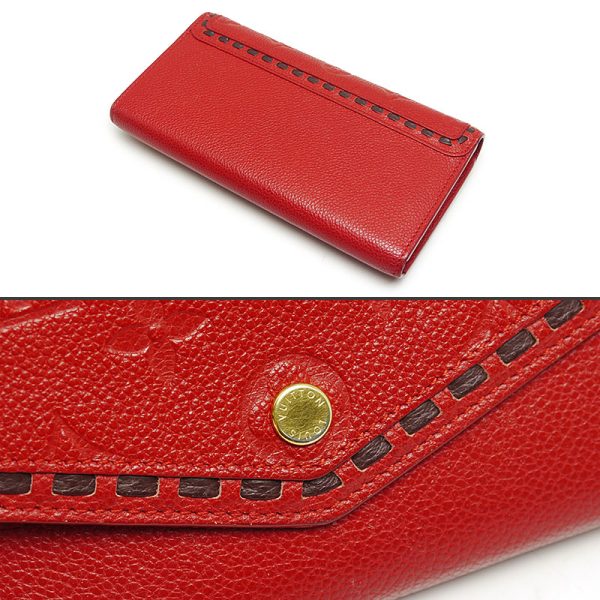 5sh0196 2 Louis Vuitton LV Portefeuille Sala Empreinte Red Long Wallet