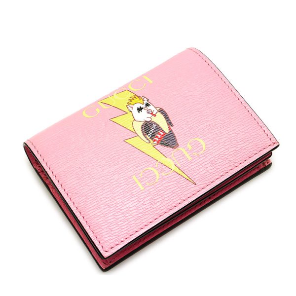 5sh0360 1 GUCCI Compact Wallet 701009 Lightning Bolt Bananya Pink