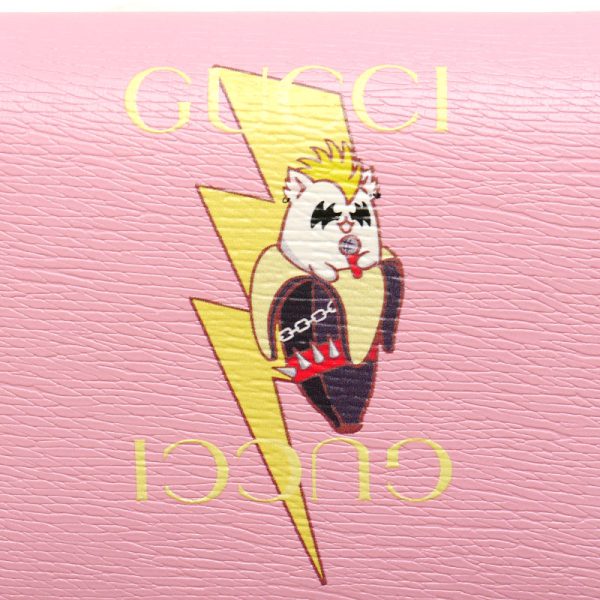 5sh0360 3 GUCCI Compact Wallet 701009 Lightning Bolt Bananya Pink